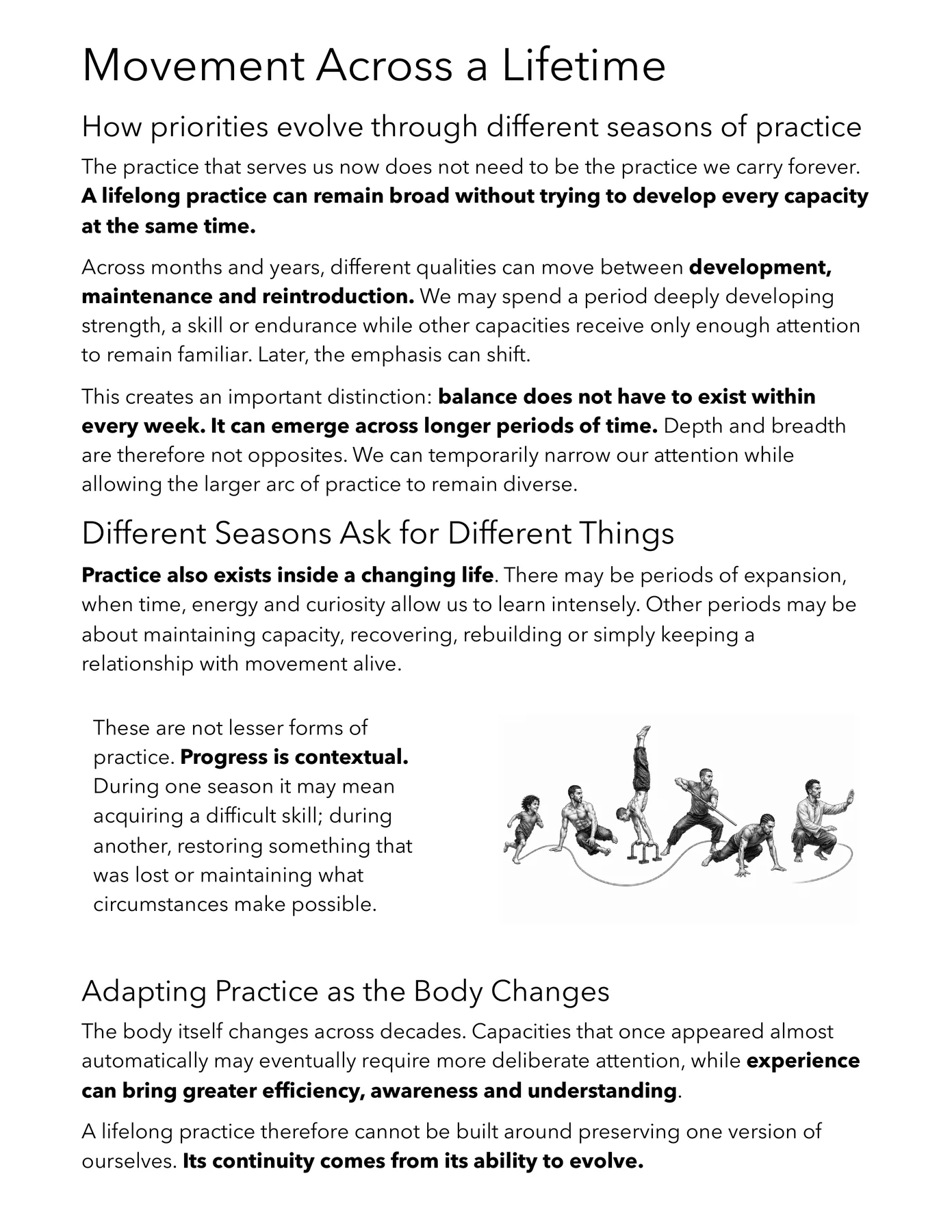 Interior page from Movement Beyond Exercise — Movement Across a Lifetime